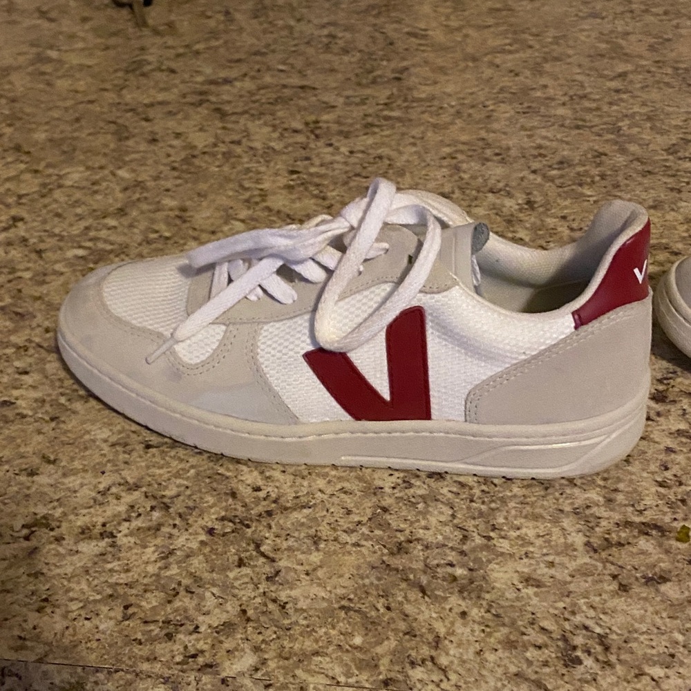 Veja White and Red Athletic Shoes - Picture 3 of 4
